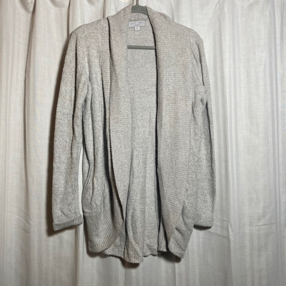 Barefoot Dreams CozyChic Lite Shoreline Cardigan Oatmeal Beige Tan M Minimalist